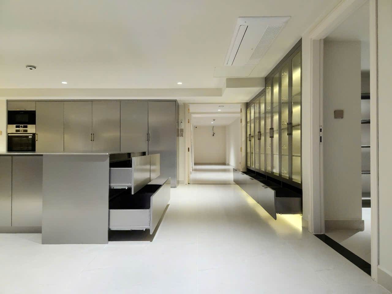 Công trình Chị Tiên, Q.2- Tủ bếp Inox 304 Caro - Cánh Inox Caro