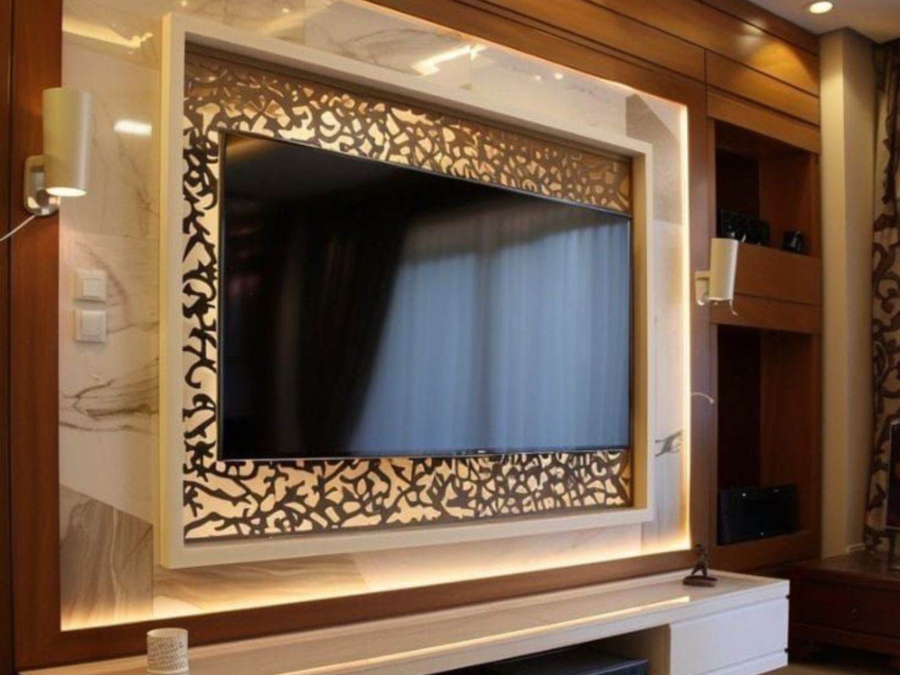 Vách Tivi Nhựa Giả Gỗ