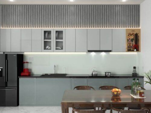 Tủ Bếp Inox Cánh Kính Hệ Chống Bám Vân Tay