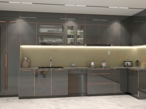 Tủ Bếp Inox 304 Cánh Kính