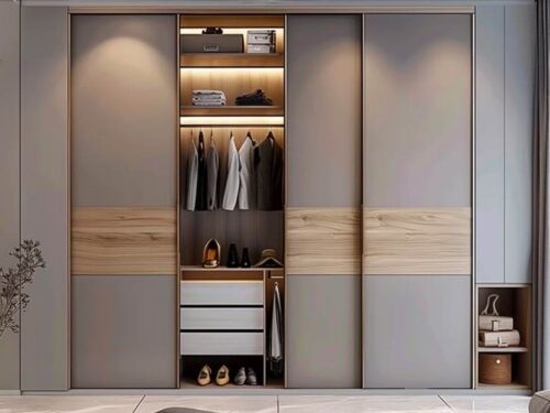 Tủ Quần Áo Gỗ Công Nghiệp Cửa Lùa 