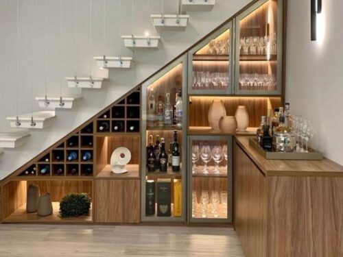 tủ cầu thang gỗ công nghiệp