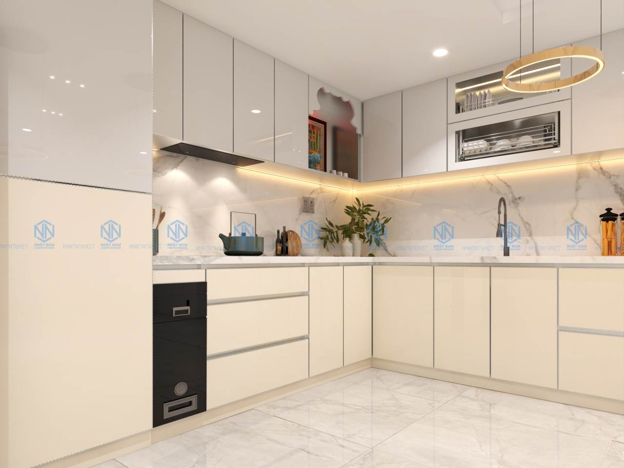 Tủ bếp inox cánh inox