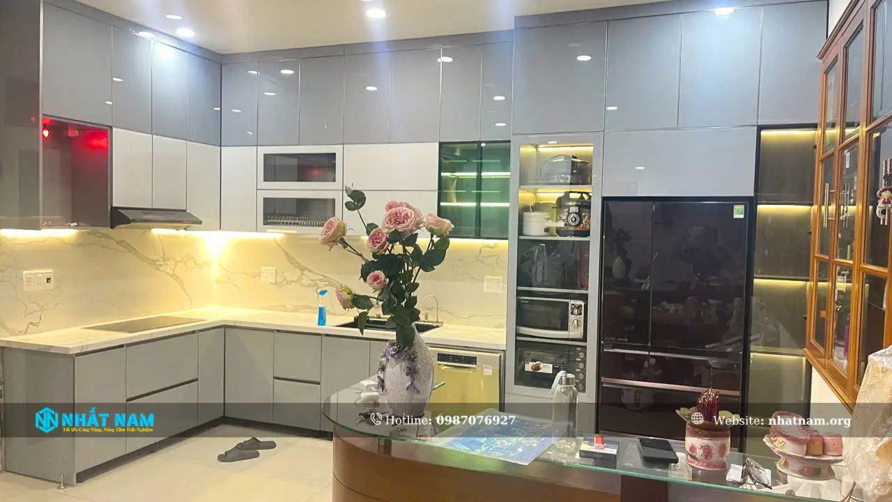 Công trình Chị Quyên, Thủ Đức - Tủ bếp Inox 304 Caro - Cánh Inox Caro