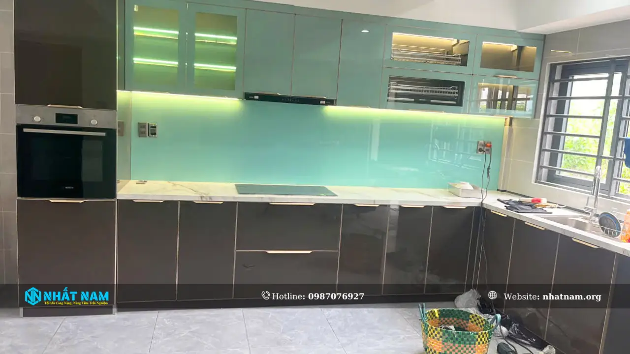 Công trình Anh Thuận, BD - Tủ bếp Inox 304 Caro - Cánh Inox Caro