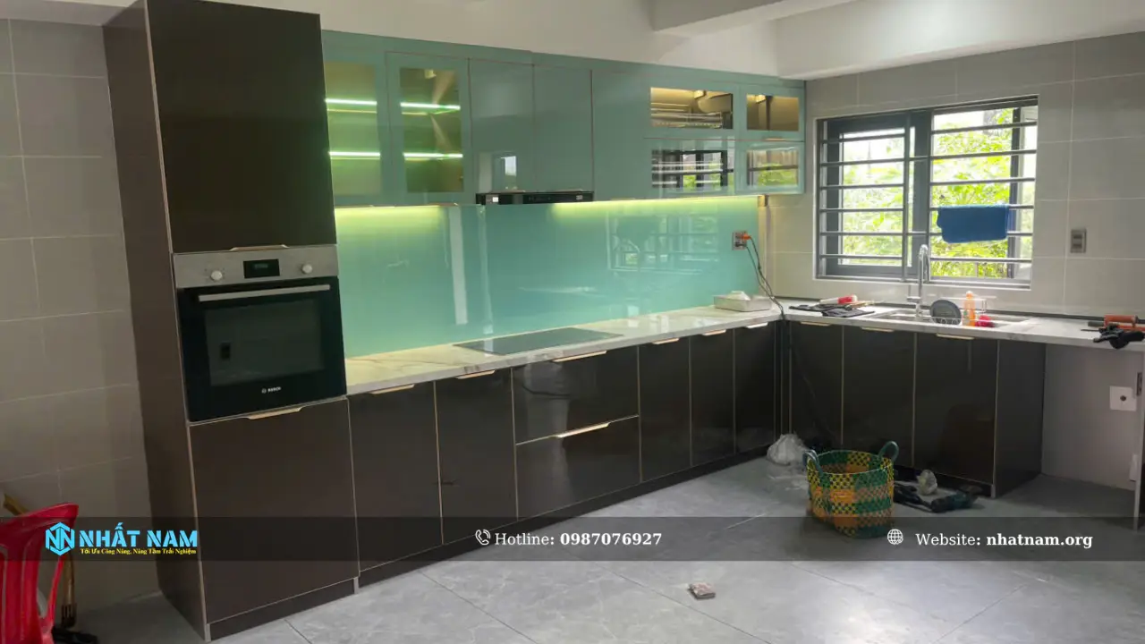 Công trình Anh Thuận, BD - Tủ bếp Inox 304 Caro - Cánh Inox Caro