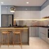Bàn Đảo Bếp Khung Nhôm Kính Cường Lực 