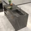Bàn Đảo Bếp Khung Nhôm Kính Cường Lực 