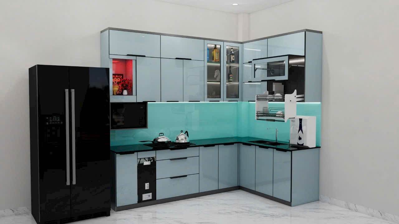 Tủ Bếp Nhôm Hợp Kim Lá Ghép