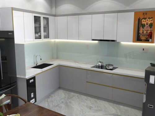 Tủ Bếp Nhôm Cánh Melamine