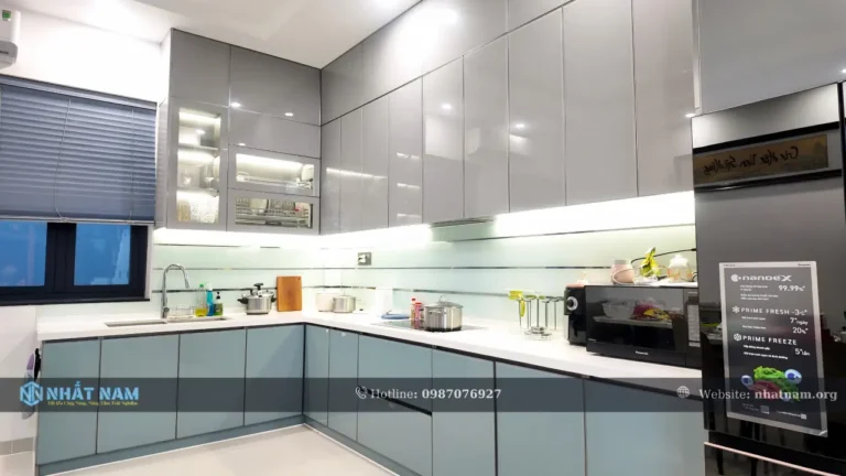 Công trình A. Hiếu Q.12 - Tủ bếp Inox 304 Caro - Cánh Inox Caro