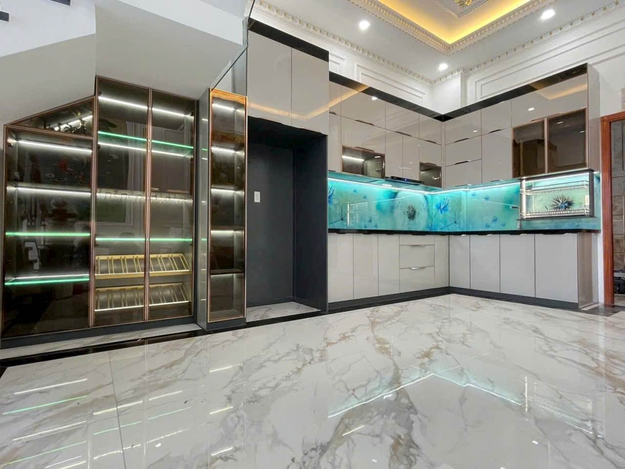 Tủ Bếp Hợp Kim Nhôm Cánh Kính