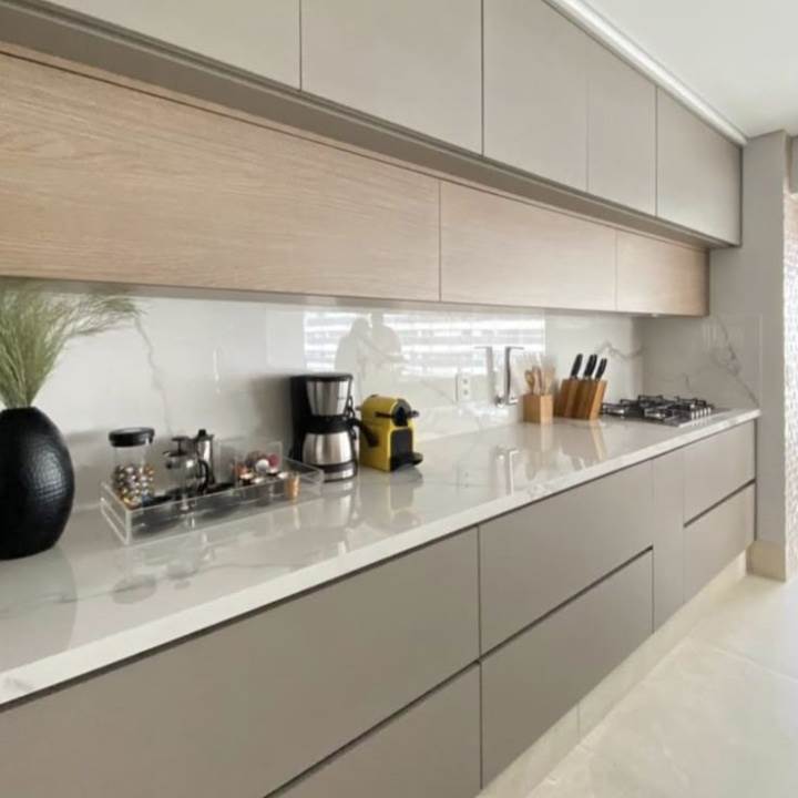 Tủ Bếp Nhôm cánh melamine