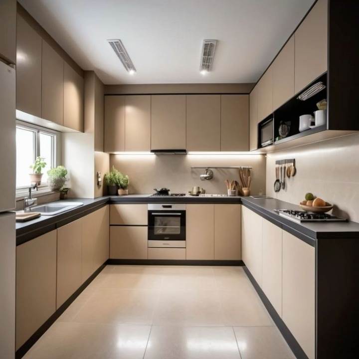 Tủ Bếp Nhôm cánh melamine