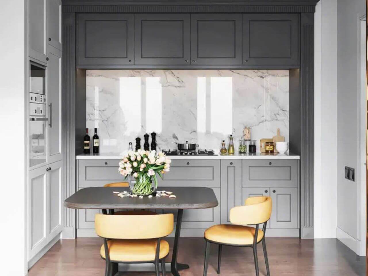 Tủ Bếp Inox Cánh Huỳnh Tân Cổ Điển