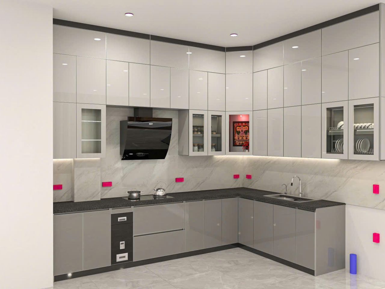 Tủ Bếp Inox Cao Cấp – Cánh Kính Mờ Chống Bám Vân Tay