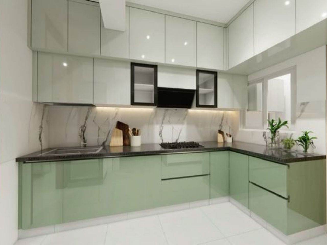 Tủ Bếp Nhựa Cánh Kính