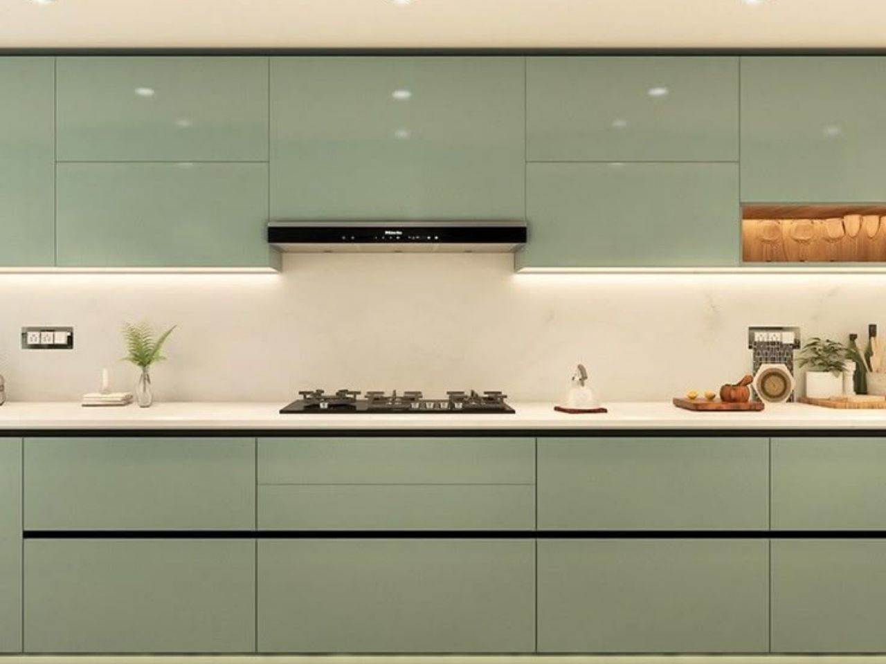 Tủ Bếp Gỗ Nhựa Cánh Acrylic 