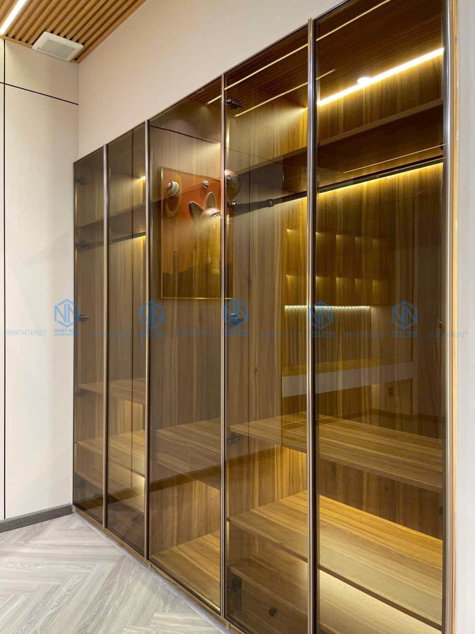 Tủ Quần Áo Nhôm Cánh Kính Cường Lực