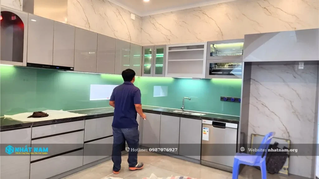 Công Trình Anh Cường, Bến Cát - Tủ Bếp Inox 304 Vân Caro