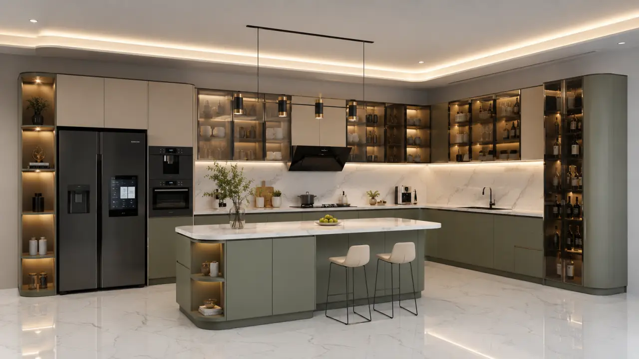 Tủ Bếp Inox 304 Cánh Kính